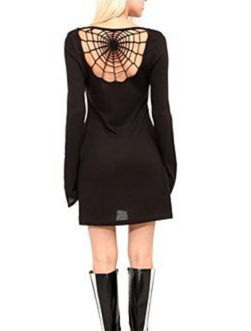 Teenage Runaway Women's Black Long Sleeve Top Sweater Tunic Dress Spiderweb XL